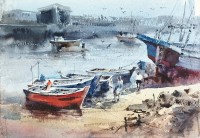 Farrukh Naseem, 15 x 22 Inch, Watercolor On Paper, Seascape Painting,AC-FN-089